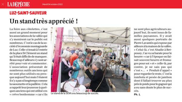 Article Dépêche du Midi signé Philippe Leblanc - 4/10/2022