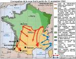 1942 - Carte de France sous l’occupation allemande